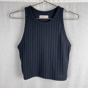 Abercrombie and Fitch Top Black Ribbed Crop Tank Minimalist Capsule Summer